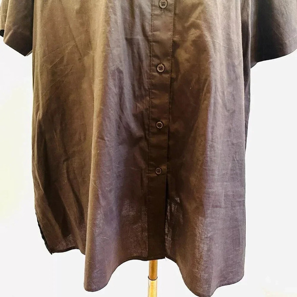 CHELSEA STUDIO Women Short Sleeve Button Down Collared Brown Casual Top Size 1X - Picture 7 of 11